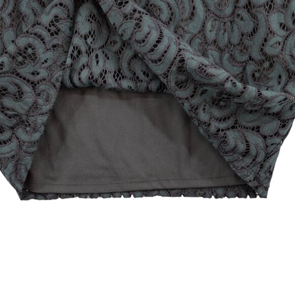Romeo Juliet Couture Lace Mini Dress Green Black Short Sleeve Lined Size S - Picture 11 of 11